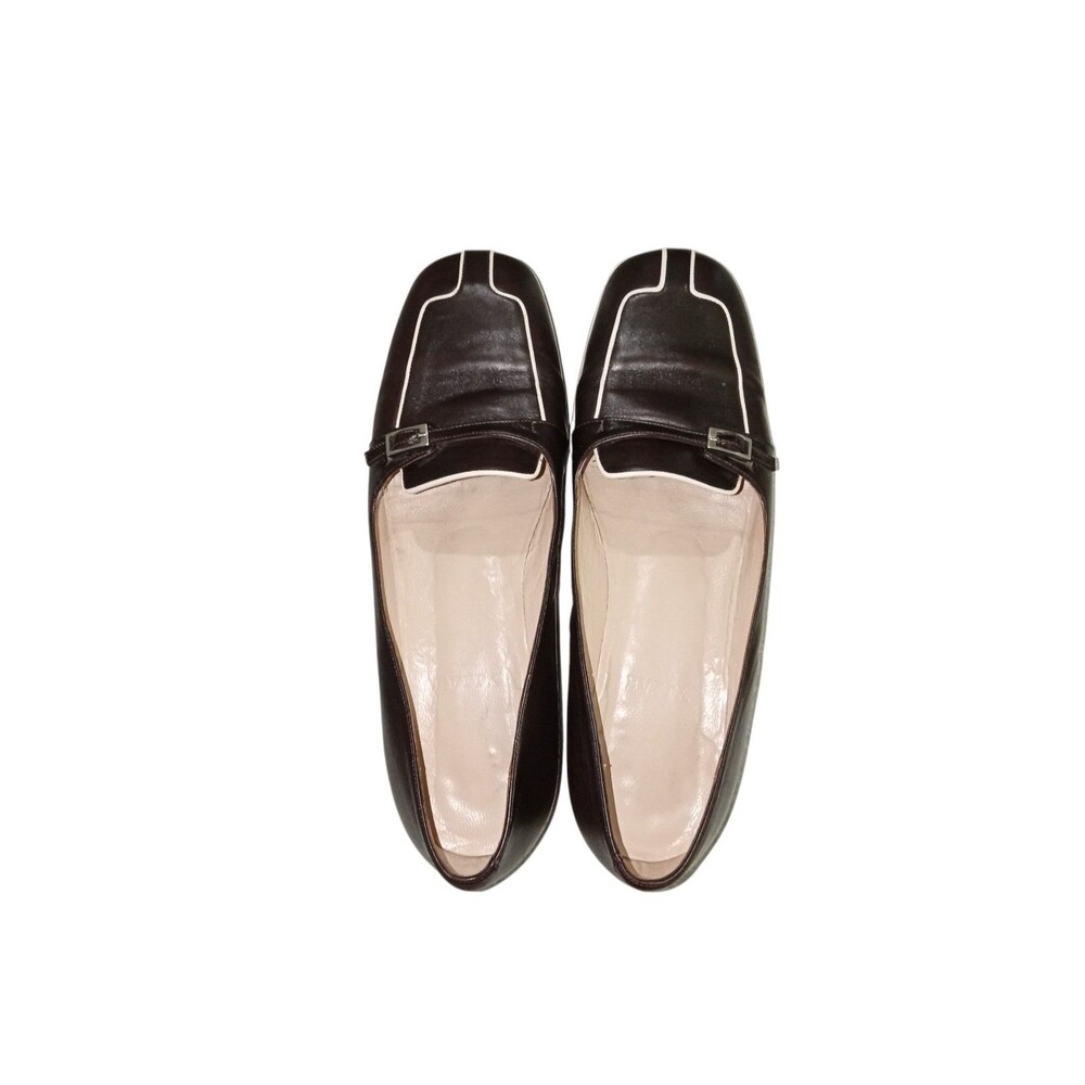 Vintage Preppy Bally Style Flex Women's Black Leather Loafers Flats Slip Ons-7.5
